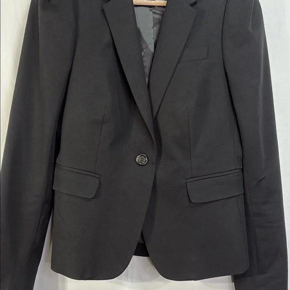 🥖 J. Crew Black stretch, cotton blend single button pleated shoulder Blazer